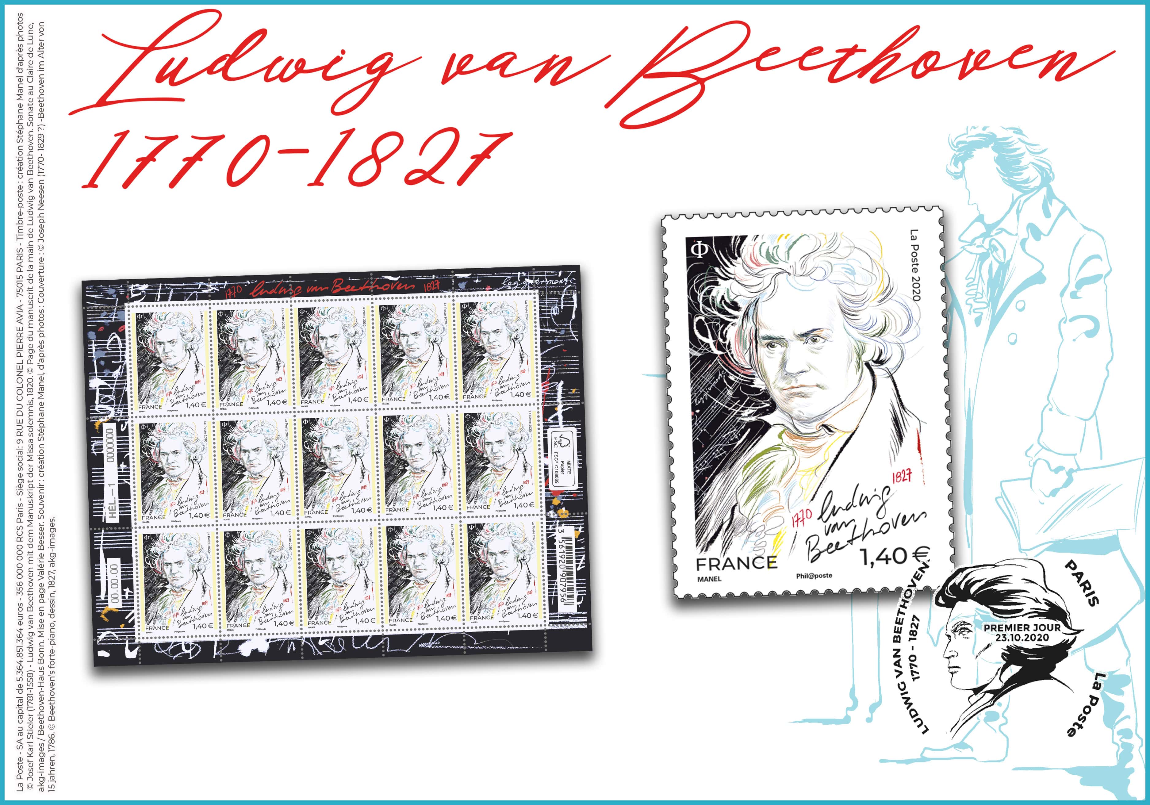 Timbre 'Ludwig Van Beethoven 1770-1827'.